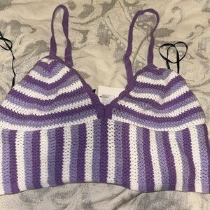 NWT Purple, Lavender & White Knit Sweater Crop Top‎